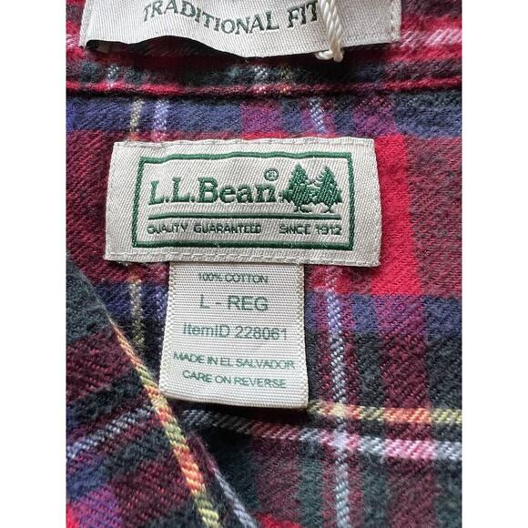 Vintage LL Bean Button Down Shirt Men's L Traditional Fit Long Sleeve Plaid Red - Picture 6 of 7